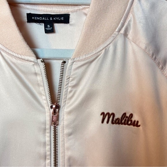 Kendall & Kylie Satin Bomber Jacket Peach Size S - Picture 5 of 11